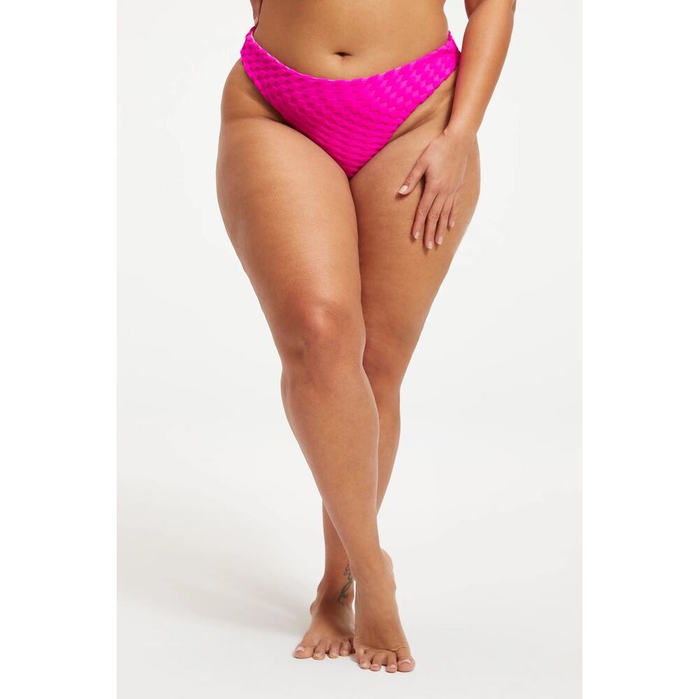 Good American Hawaiian Pink Jacquard Better Bikini Bottom Size 7